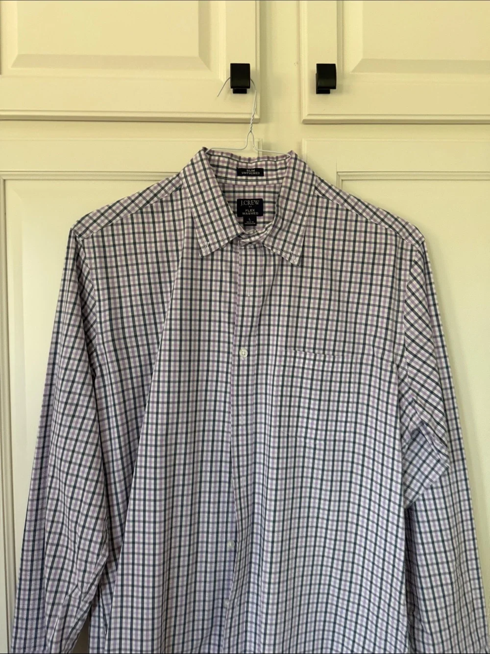 J. Crew Purple and Gray Check Slim Untucked Button-Down Shirt